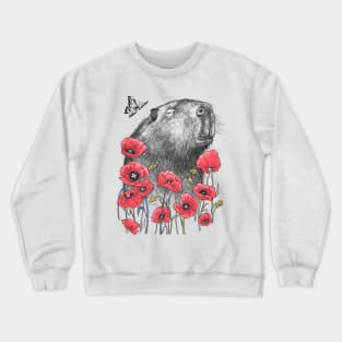 Сapybara in poppies Crewneck Sweatshirt